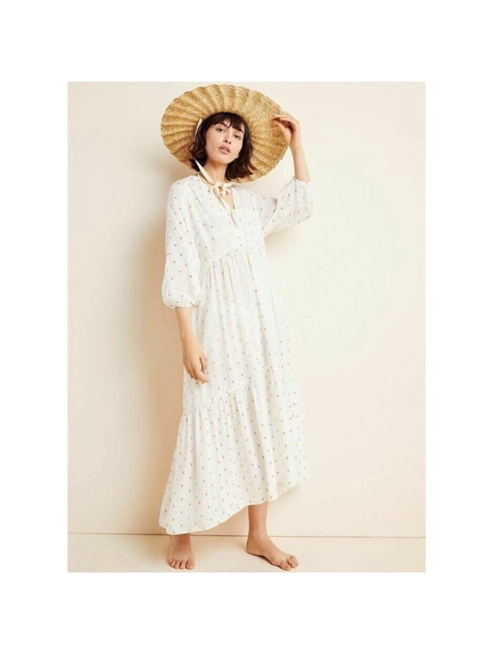 Anthropologie Augustine Tiered Maxi Dress Sz M